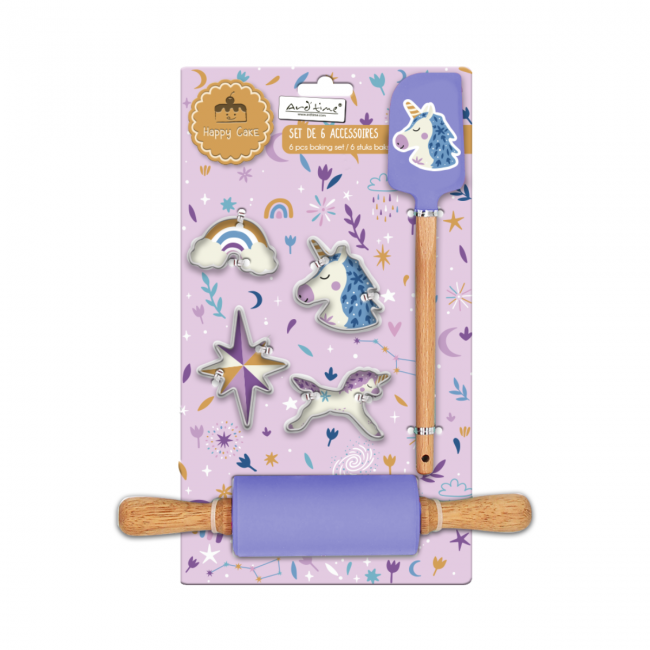 EC-HACL6ACC Lot de 6 accessoires forme licorne, Happy Cake EC-HACL6ACC Lot de 6 accessoires forme licorne, Happy Cake