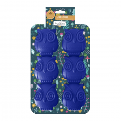 EC-HAC6HIB Lot de 6 mini moules en silicone forme Hibou, Happy Cake EC-HAC6HIB Lot de 6 mini moules en silicone forme Hibou, Happy Cake