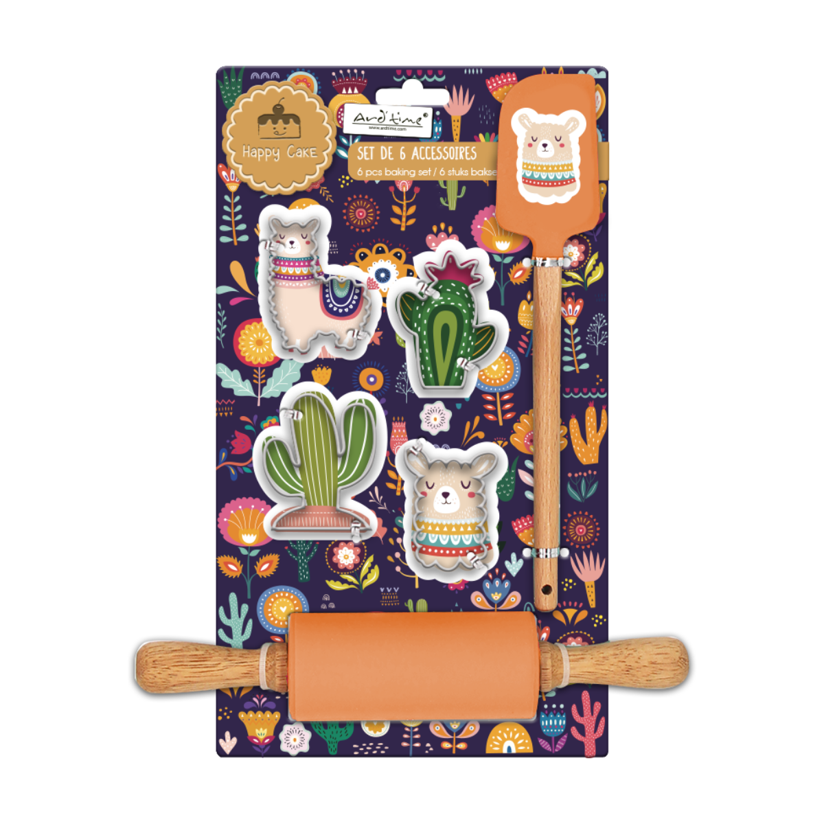 EC-HACH6ACC Lot de 6 accessoires forme lama, Happy Cake