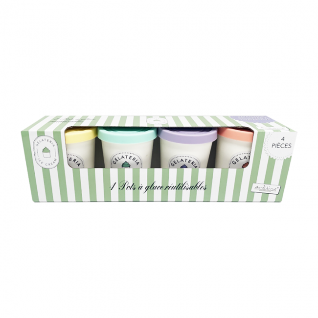 EC-GEL4BACS Set de 4 pots à glace réutilisables 220 ml, Gelatéria EC-GEL4BACS Set de 4 pots à glace réutilisables 220 ml, Gelatéria
