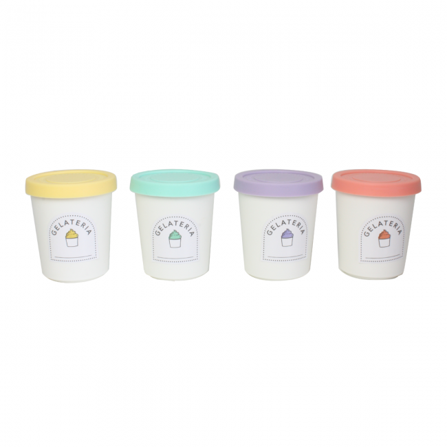 EC-GEL4BACS Set de 4 pots à glace réutilisables 220 ml, Gelatéria EC-GEL4BACS Set de 4 pots à glace réutilisables 220 ml, Gelatéria