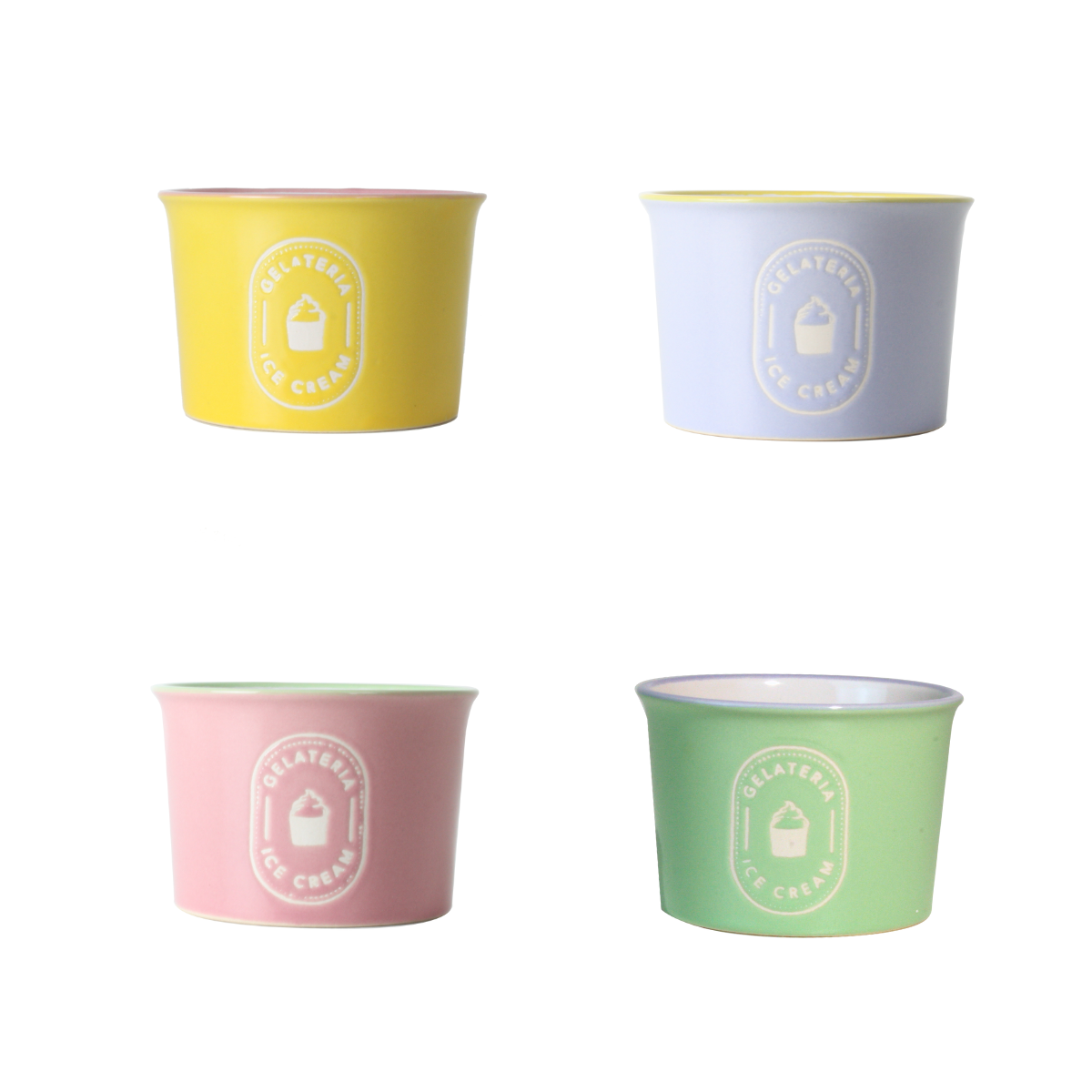 EC-GELCOF Coffret de 4 coupes à glaces et 4 cuillières, Gelatéria