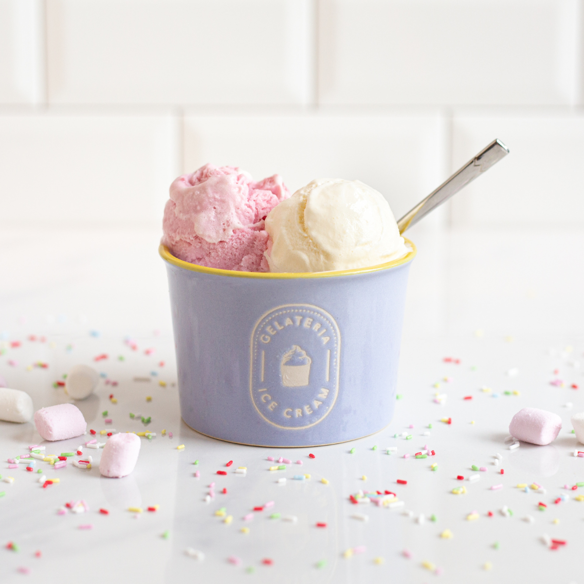 EC-GELCOF Coffret de 4 coupes à glaces et 4 cuillières, Gelatéria