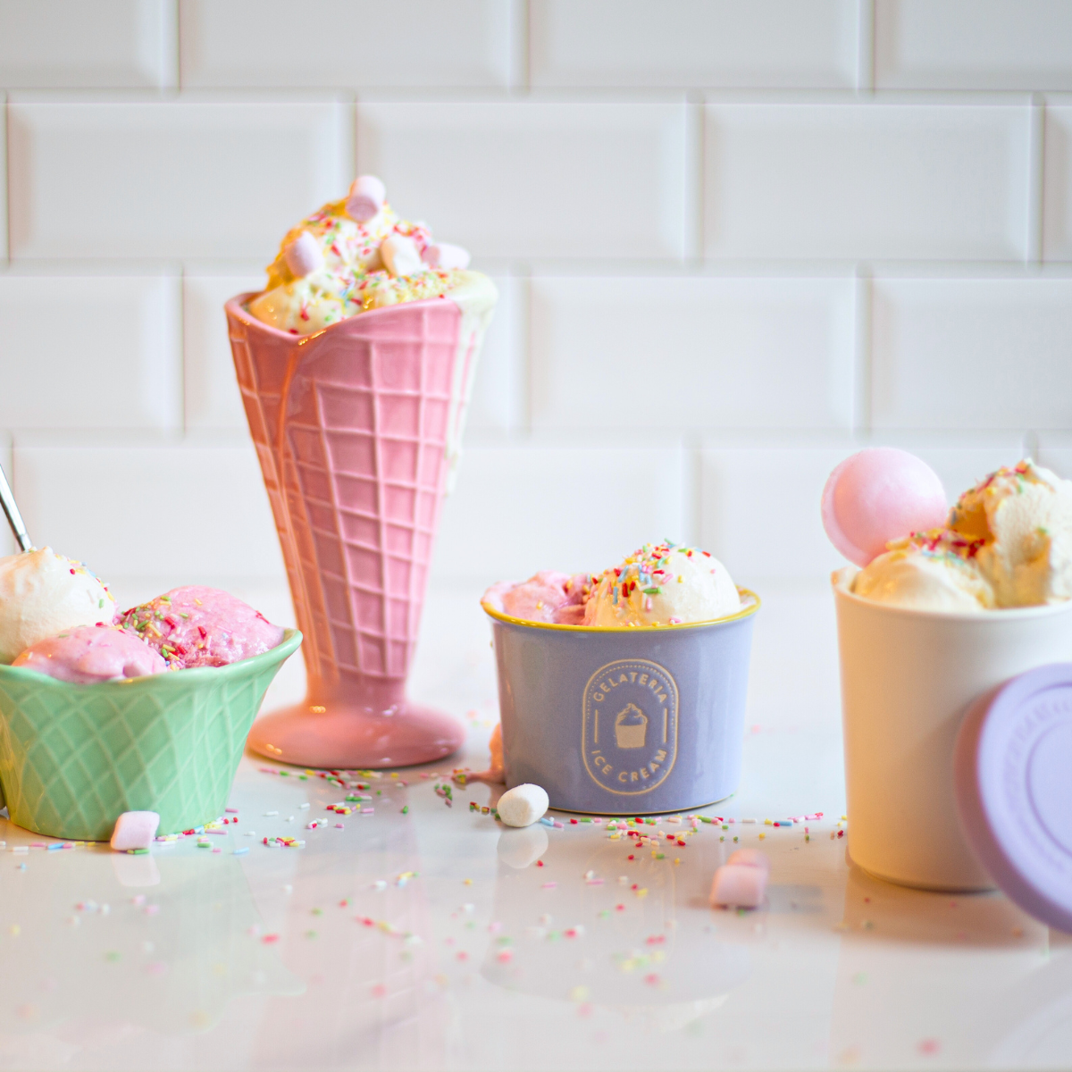 EC-4GELCONE Lot de 4 coupes cône à glaces, Gelatéria