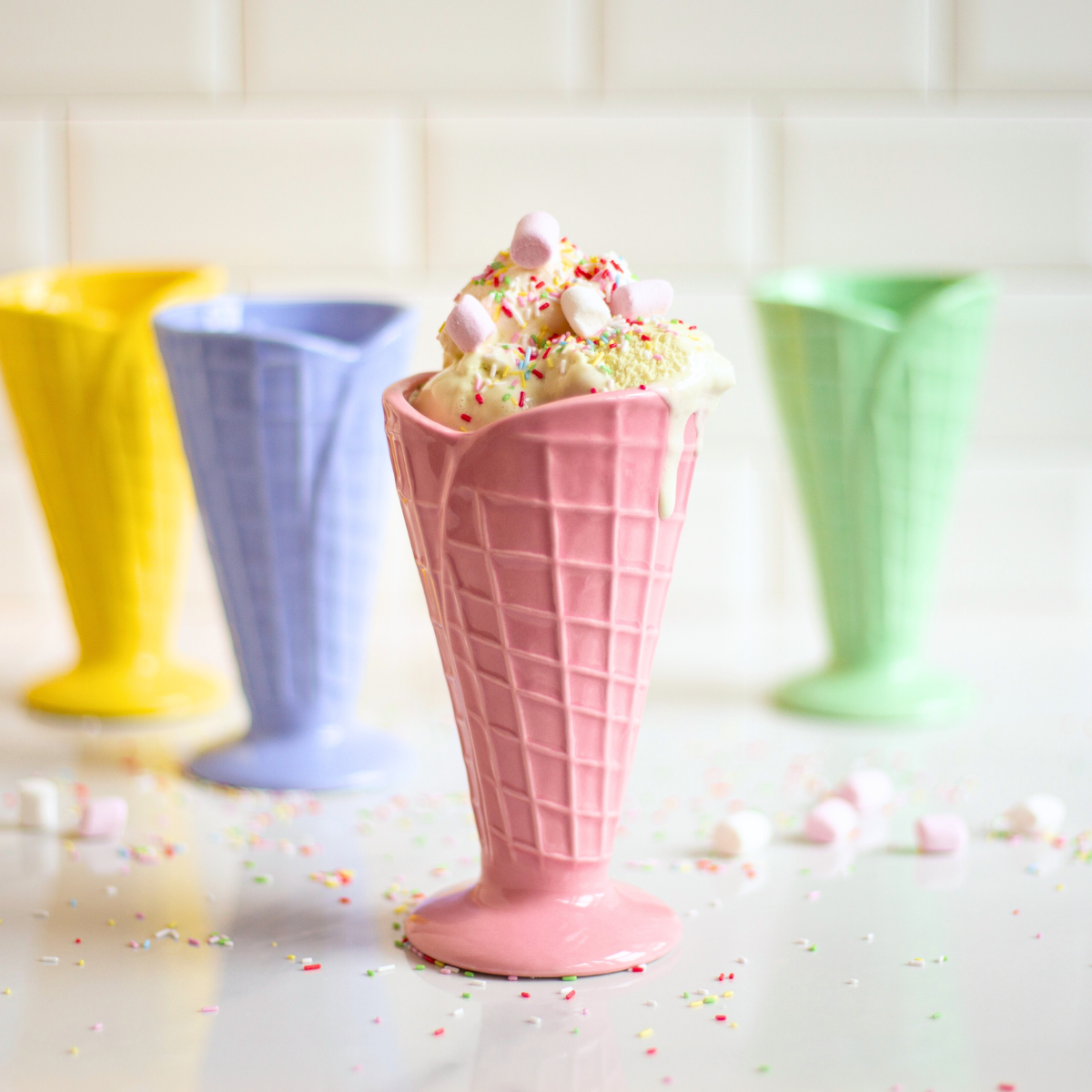 EC-4GELCONE Lot de 4 coupes cône à glaces, Gelatéria