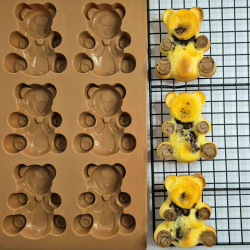EC-HAC6OURS Lot de 6 mini moules en silicone forme Ours, Happy Cake EC-HAC6OURS Lot de 6 mini moules en silicone forme Ours, Happy Cake