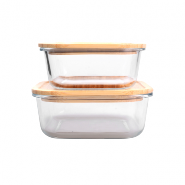 EC-2BOCR Lot de 2 plats carrés avec couvercle, BO BYO EC-2BOCR Lot de 2 plats carrés avec couvercle, BO BYO