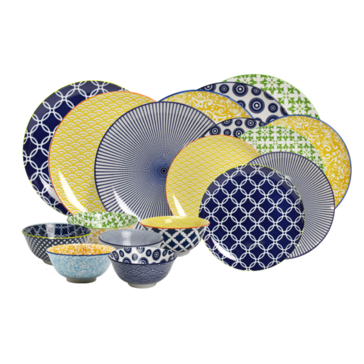 EC-SABSERV18-2 Service d'assiettes et bols 18 pièces, design 2, SABAE