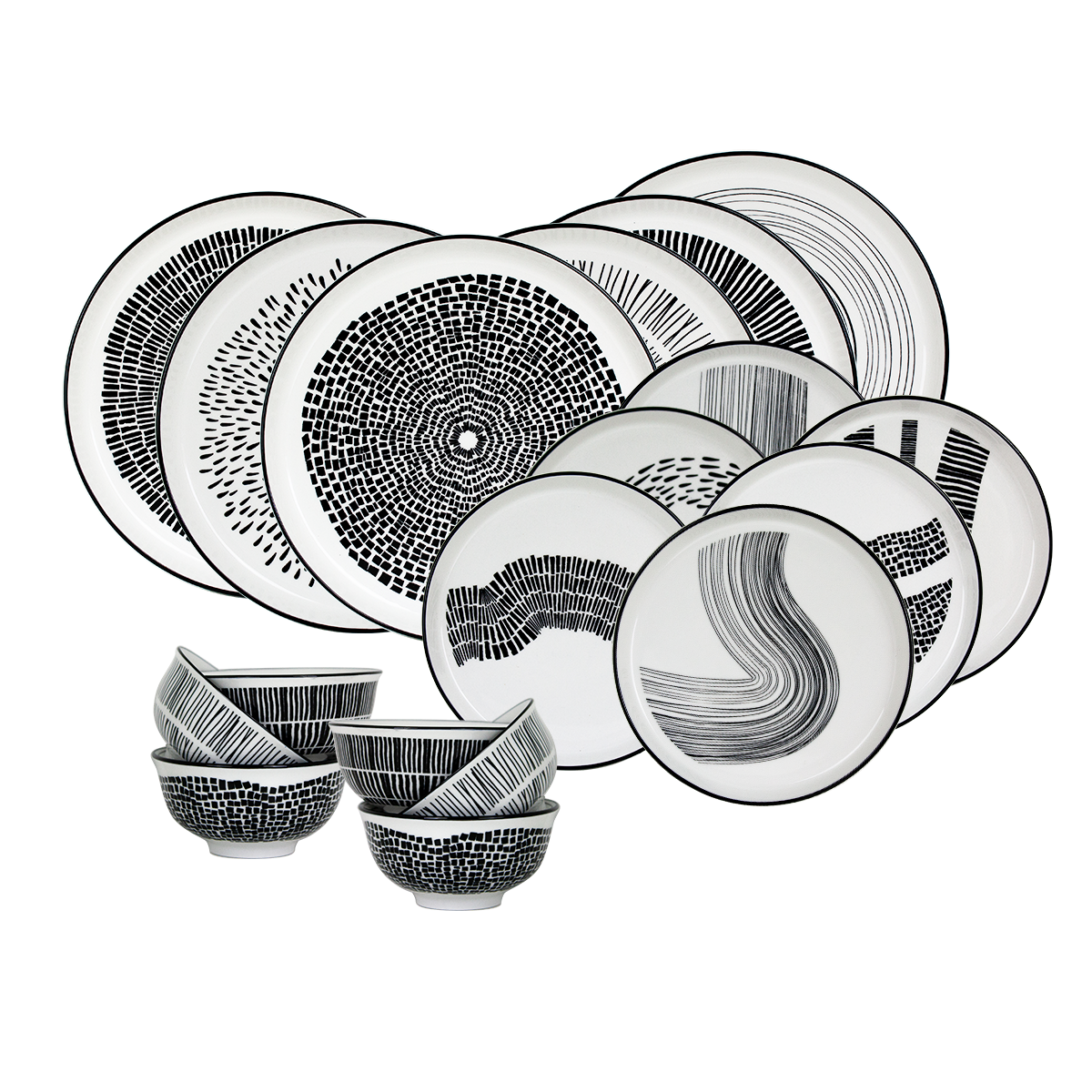 EC-YUSERV18 Service d'assiettes et bols 18 pièces, Yucatan