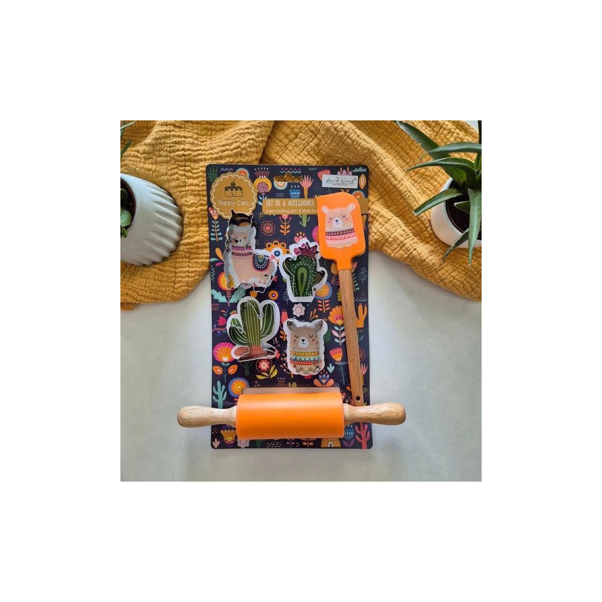 EC-HACH6ACC Lot de 6 accessoires forme lama, Happy Cake