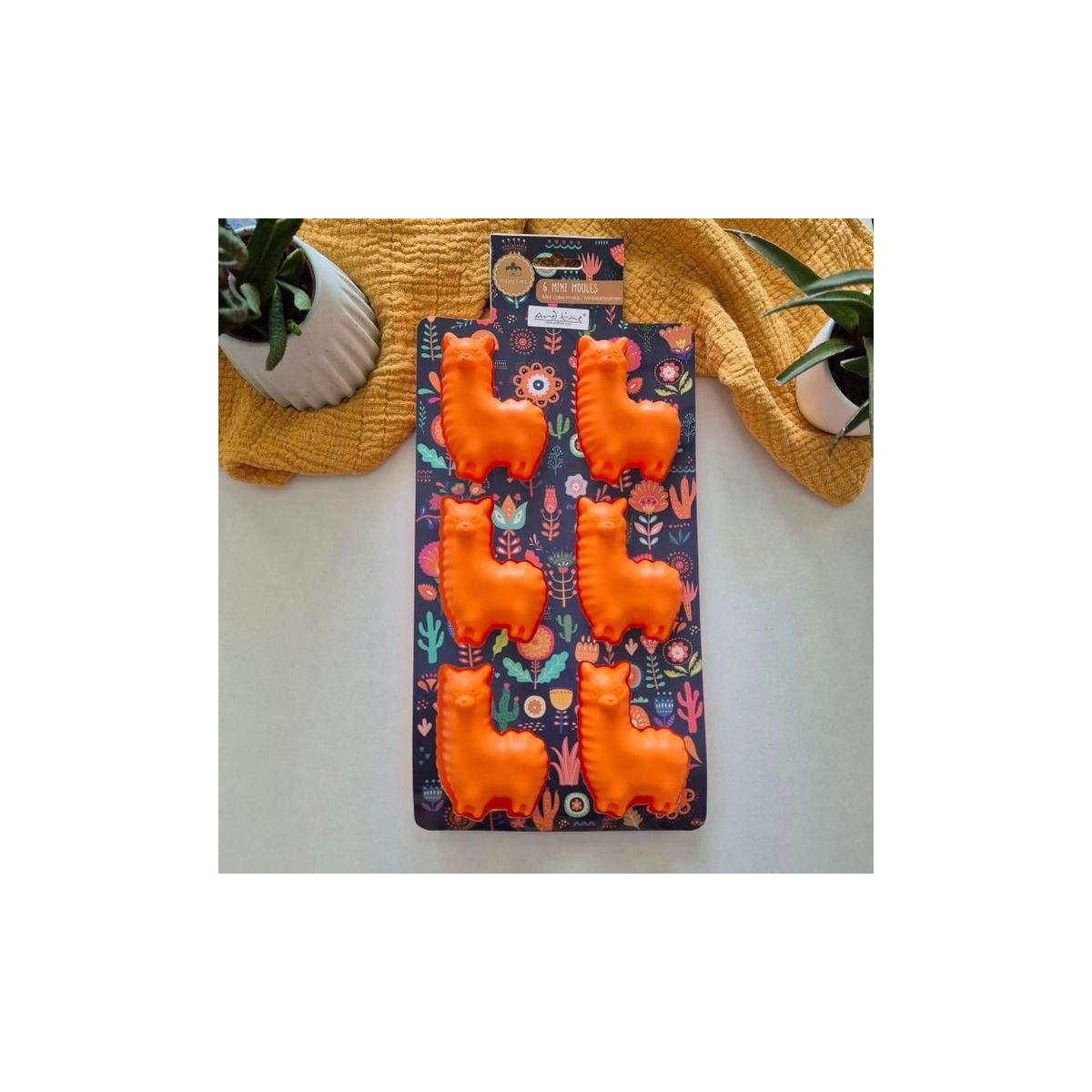 EC-HAC6LAMA Lot de 6 mini moules en silicone forme Lama, Happy Cake