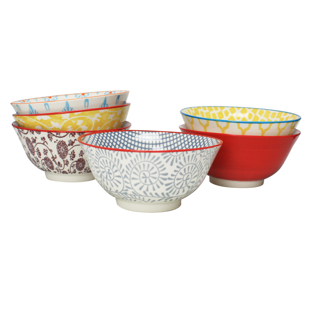 EC-6SABBOL15-1 Lot de 6 bols médiums design 1, SABAE