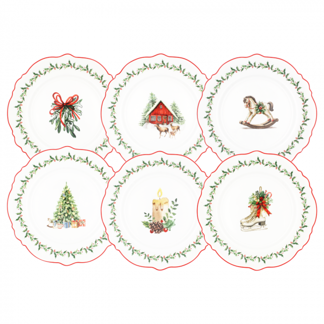 Lot de 6 petites assiettes, SOUVENIR D'ANTAN Lot de 6 petites assiettes, SOUVENIR D'ANTAN