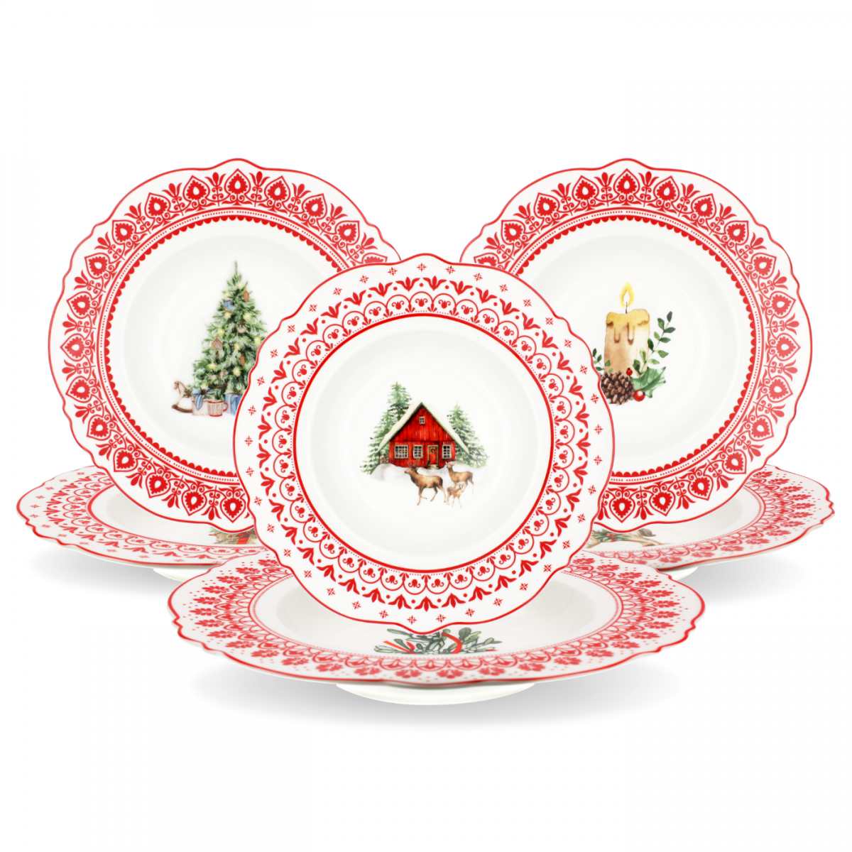 Lot de 6 assiettes creuses, SOUVENIRS D'ANTAN