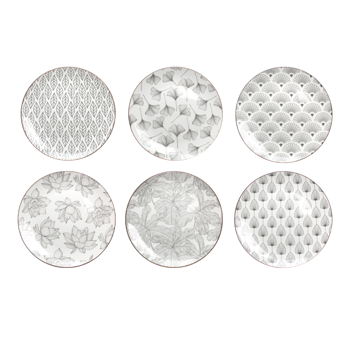 Lot de 6 grandes assiettes, SASEBO