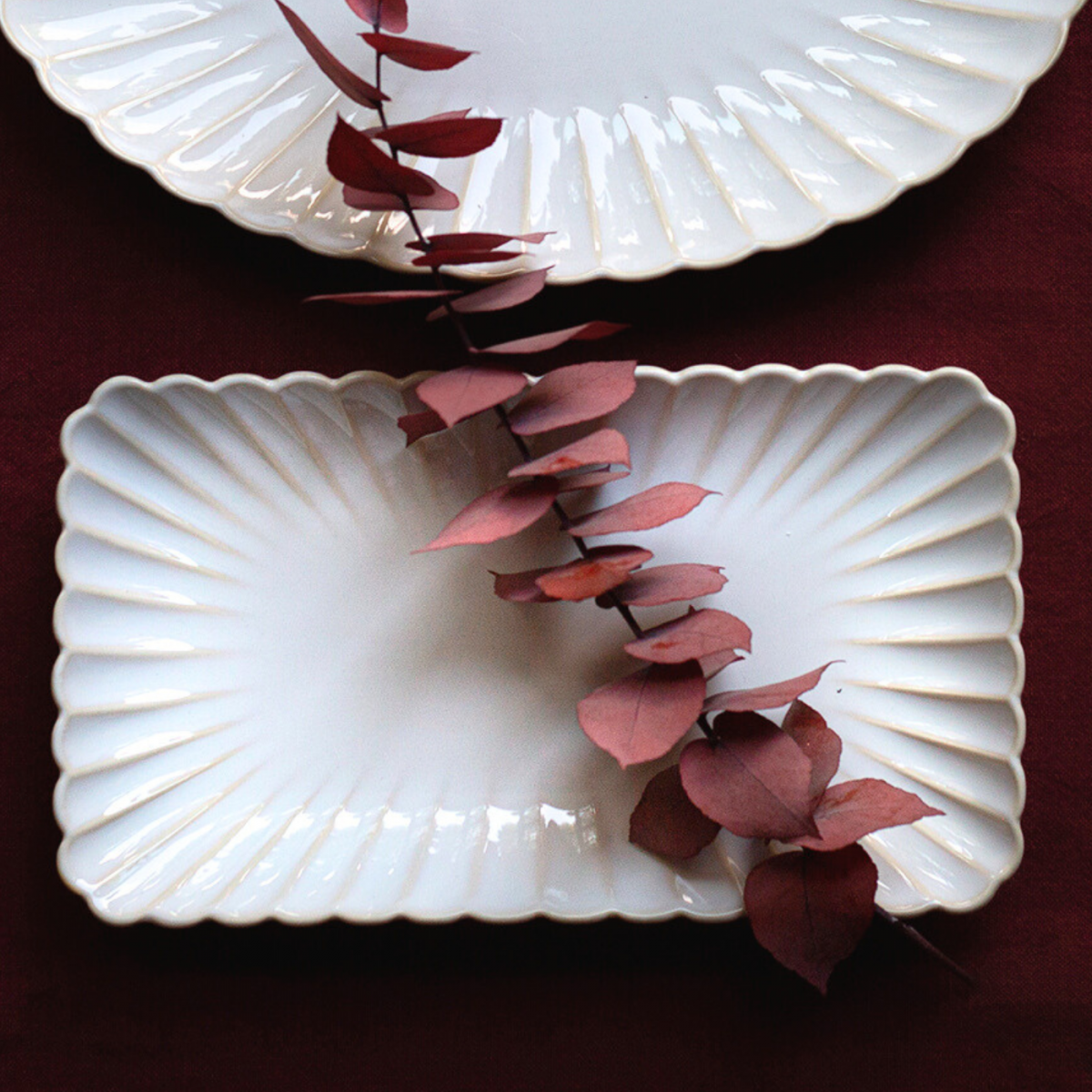 Lot de 6 petites assiettes rectangulaires, Coquillage