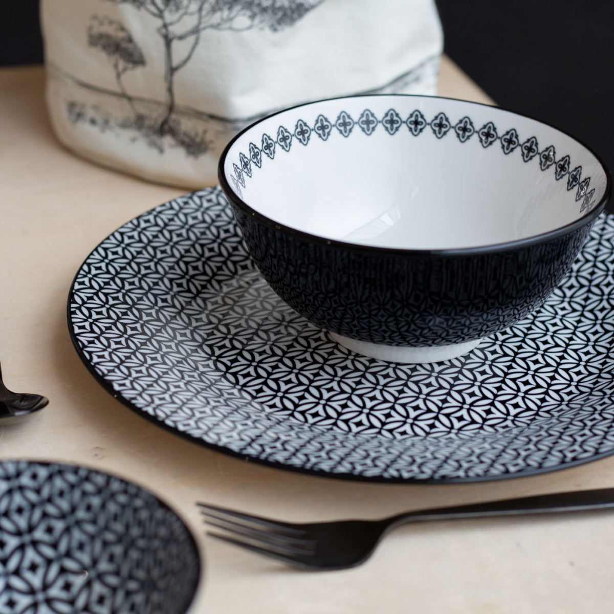 Lot de 6 grandes assiettes, VILLA LES PINS