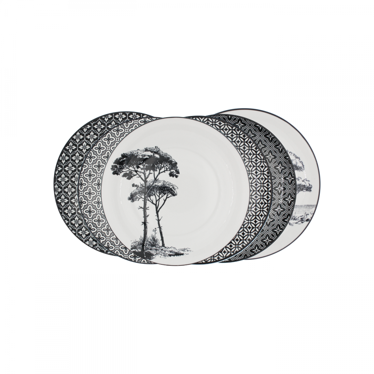 Lot de 6 petites assiettes, VILLA LES PINS