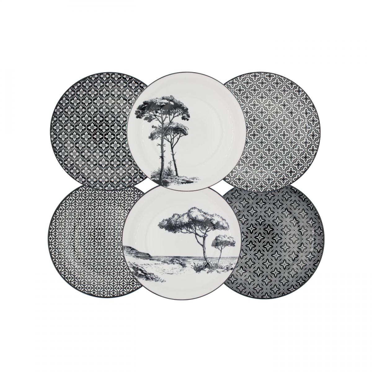 Lot de 6 petites assiettes, VILLA LES PINS