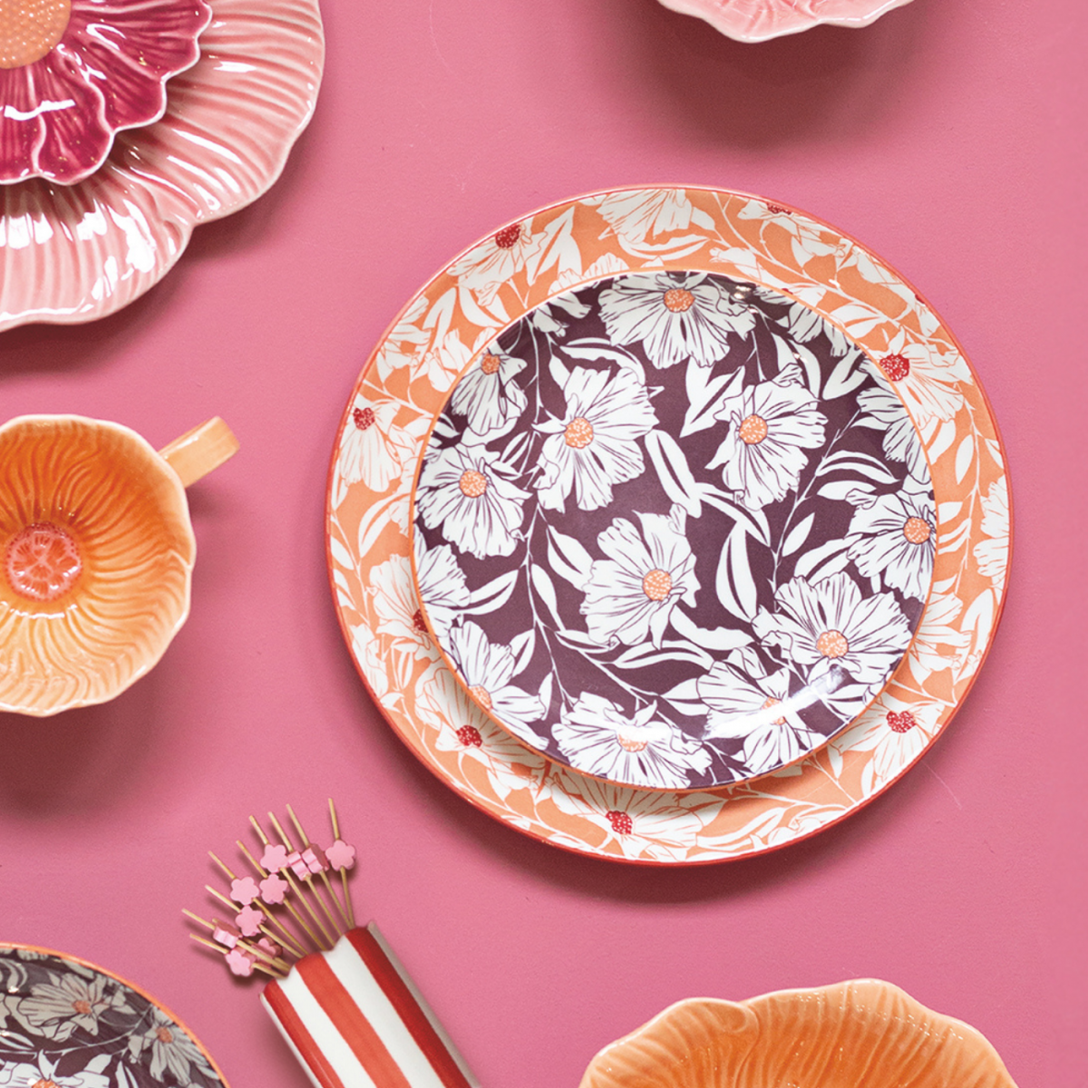 Lot de 6 grandes assiettes, OPHELIA