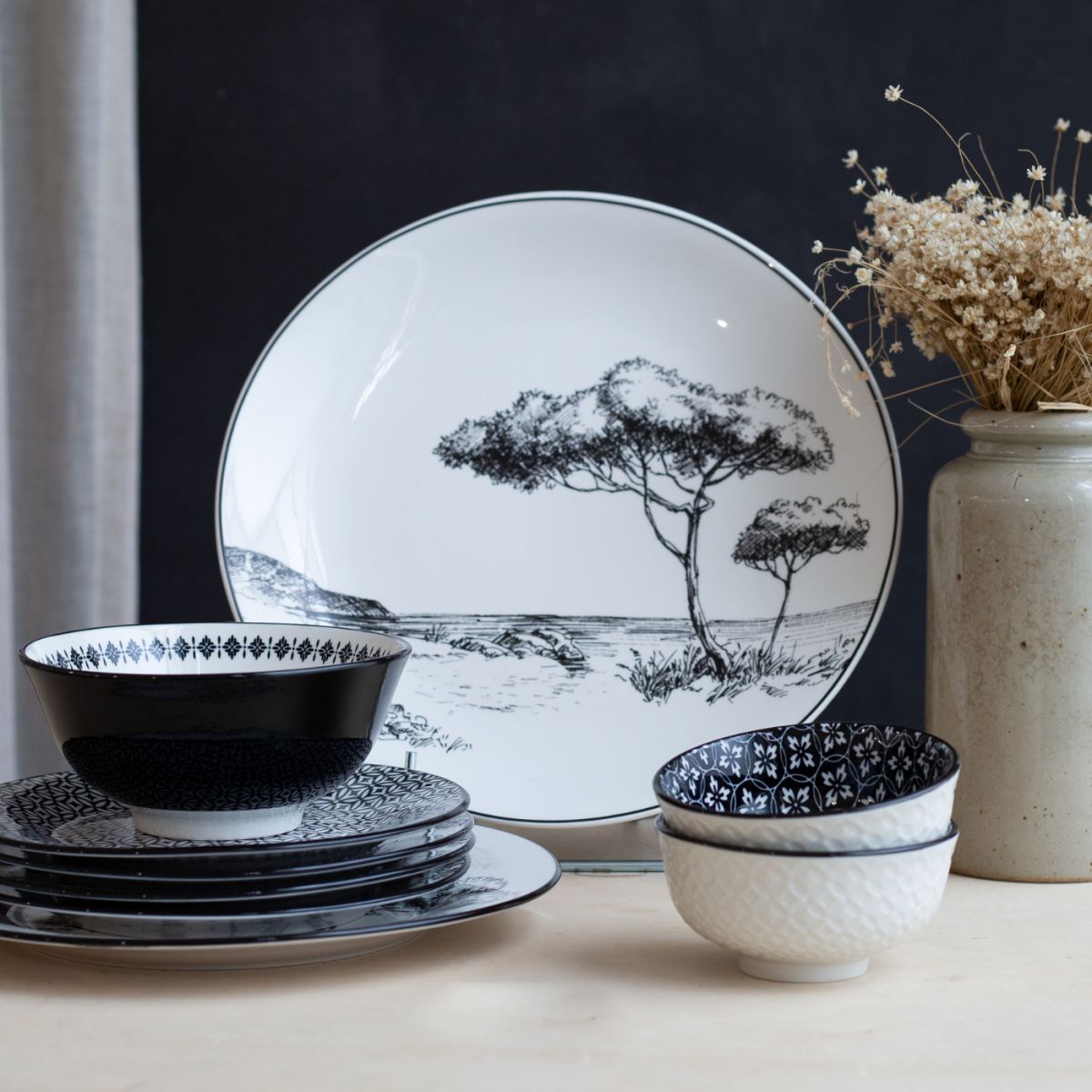 Service d'assiettes et bols 18 pièces, VILLA LES PINS