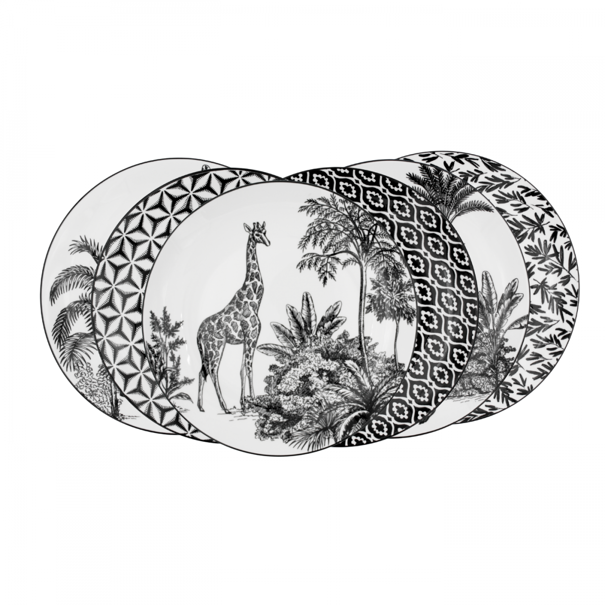 Lot de 6 grandes assiettes, SAVANA