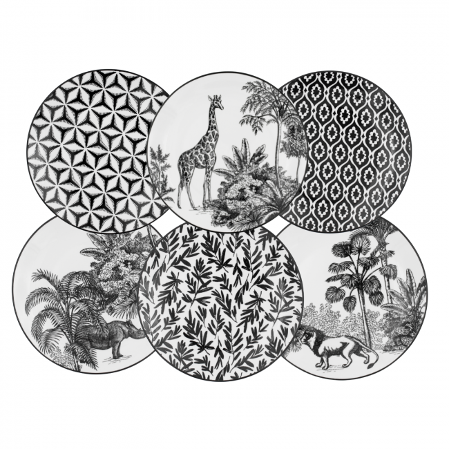 Lot de 6 grandes assiettes, SAVANA Lot de 6 grandes assiettes, SAVANA