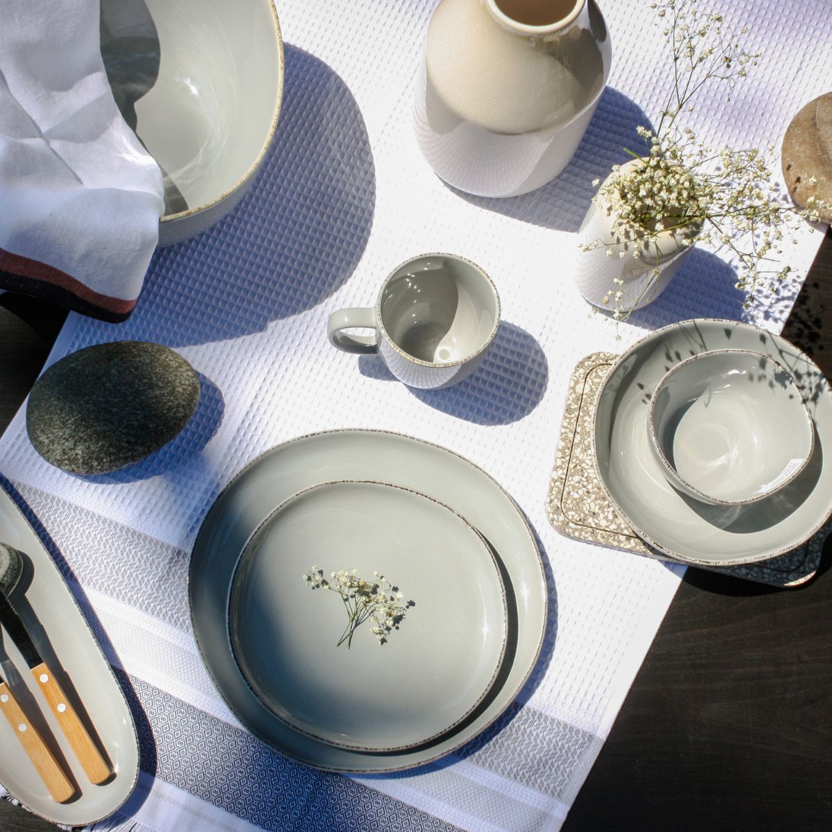 Lot de 6 grandes assiettes, GALET