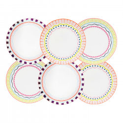 Lot de 6 grandes assiettes, RELAX SUNSET Lot de 6 grandes assiettes, RELAX SUNSET