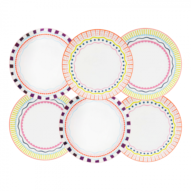 Lot de 6 grandes assiettes, RELAX SUNSET Lot de 6 grandes assiettes, RELAX SUNSET