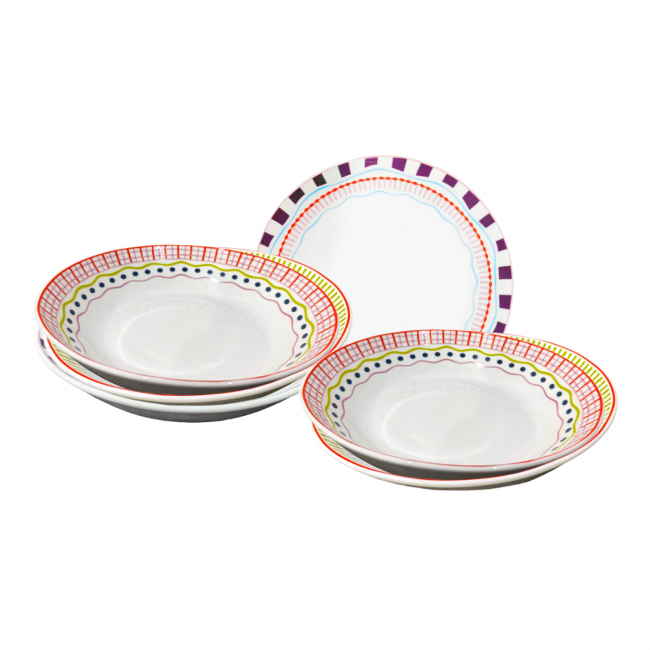 Lot de 6 assiettes creuses, RELAX SUNSET Lot de 6 assiettes creuses, RELAX SUNSET