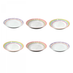 Lot de 6 assiettes creuses, RELAX SUNSET Lot de 6 assiettes creuses, RELAX SUNSET