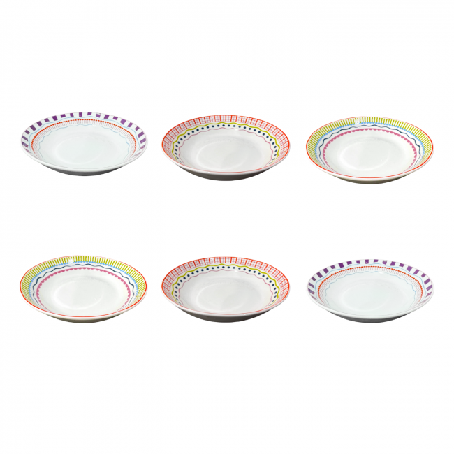 Lot de 6 assiettes creuses, RELAX SUNSET Lot de 6 assiettes creuses, RELAX SUNSET