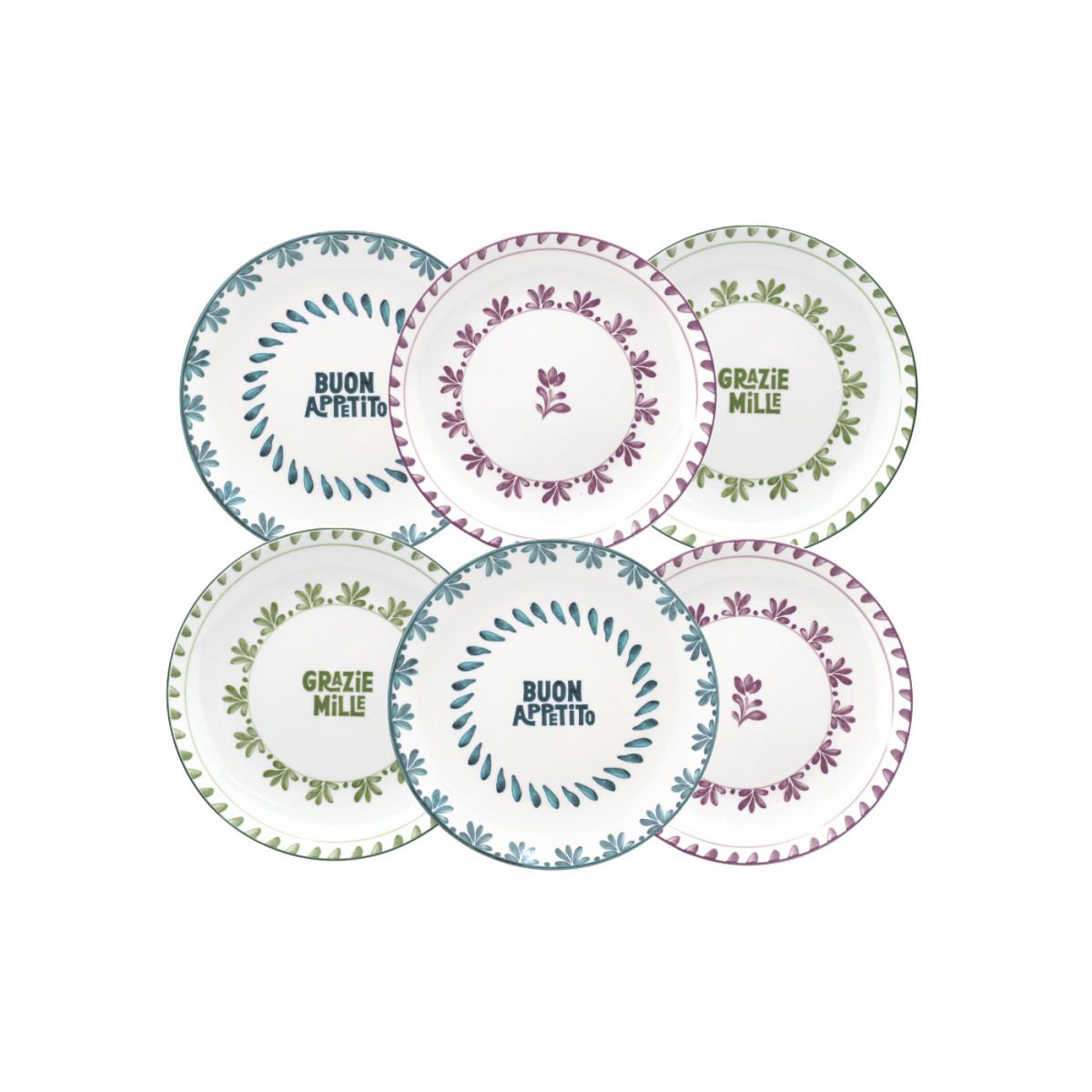 Lot de 6 assiettes à dessert, TRATTORIA