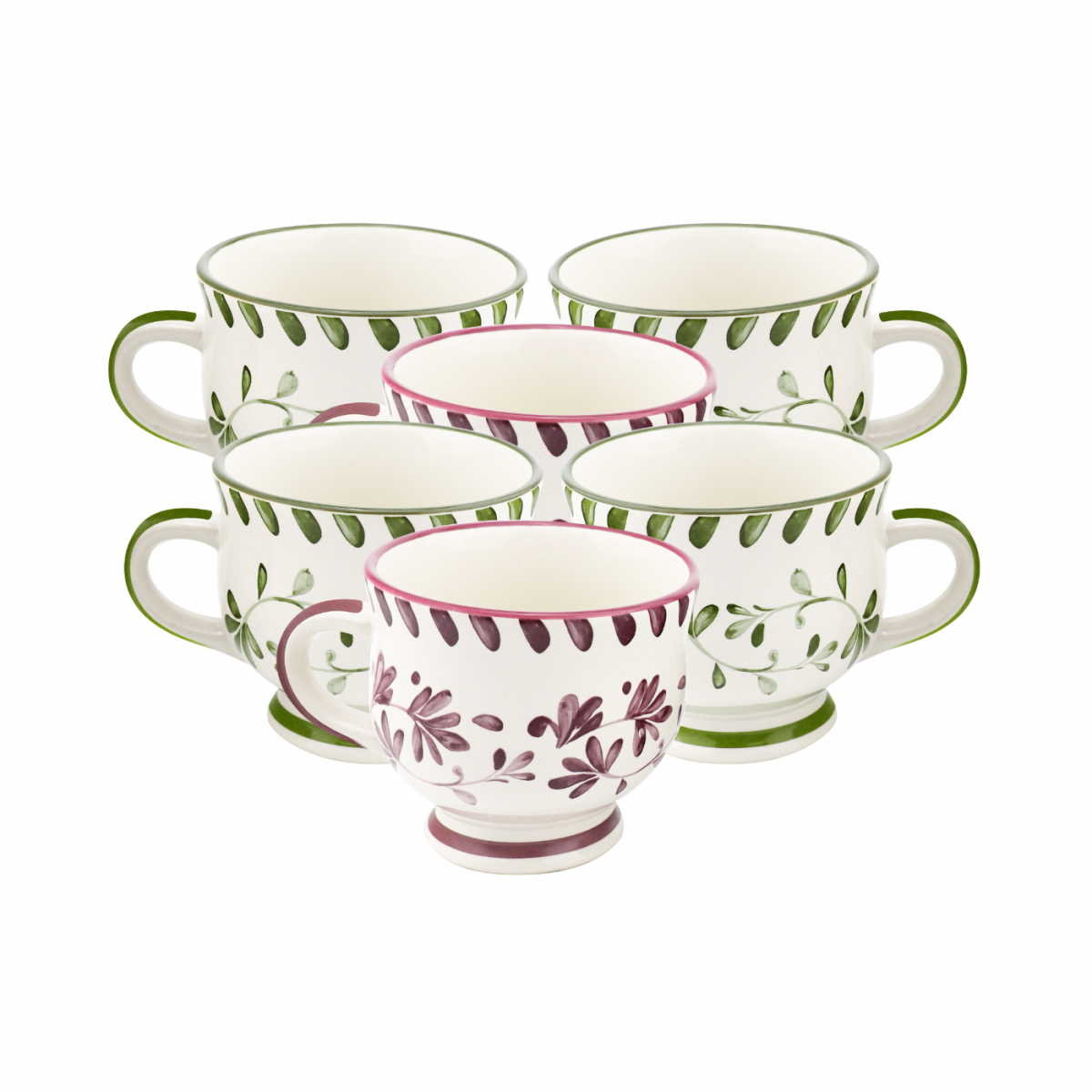 Lot de 6 mugs à pieds, TRATTORIA