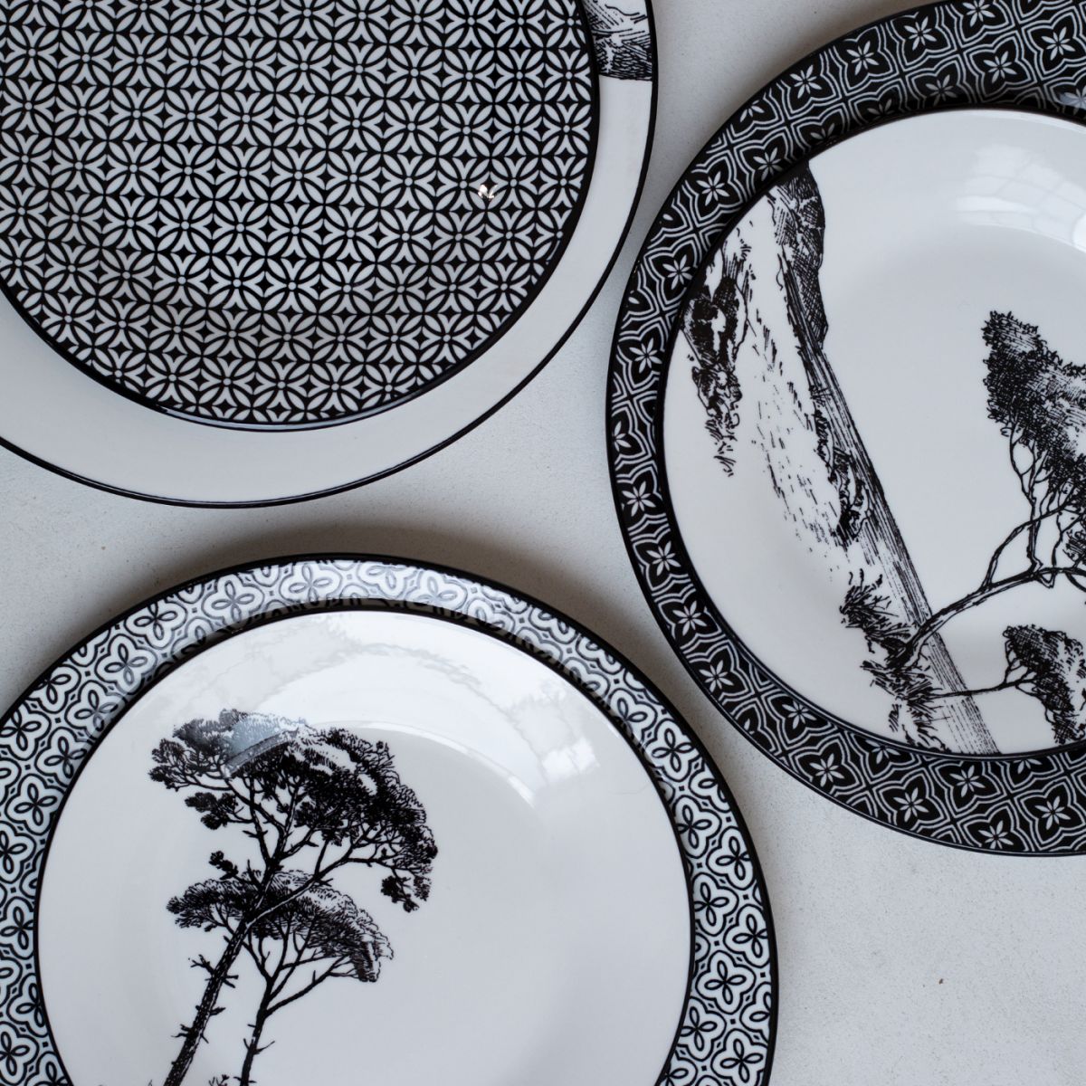 Lot de 6 petites assiettes, VILLA LES PINS