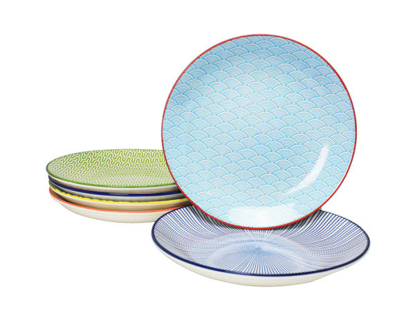EC-6SABAS3 Lot de 6 assiettes à dessert design 2, SABAE