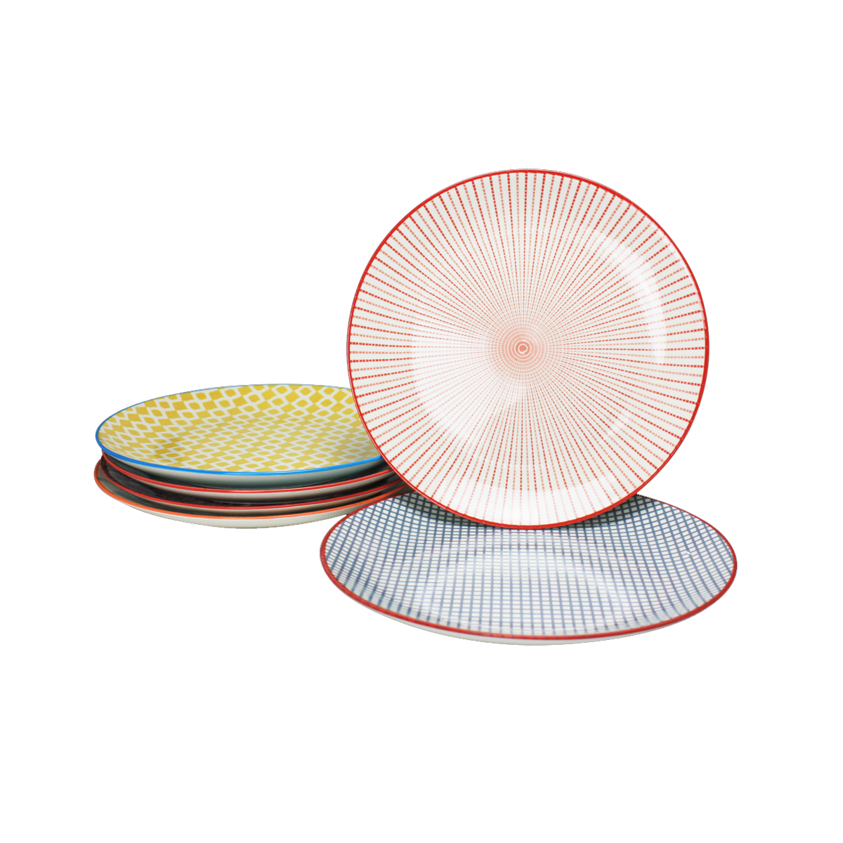 EC-6SABASGM1-1 Lot de 6 grandes assiettes design 2, SABAE