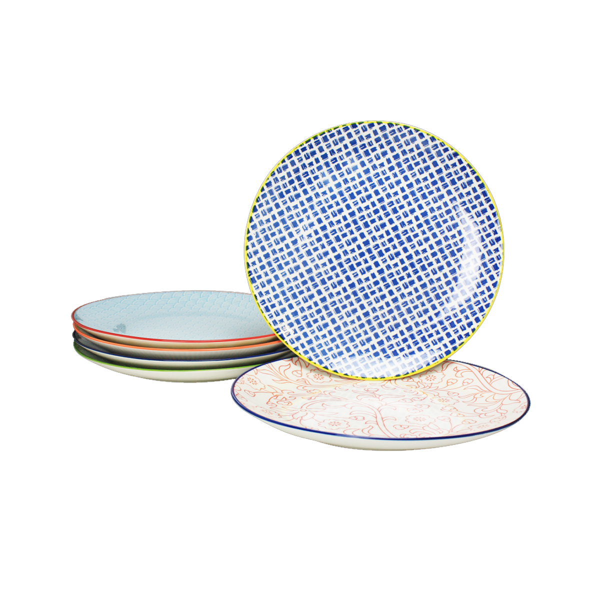 EC-6SABASGM3 Lot de 6 grandes assiettes design 1, SABAE