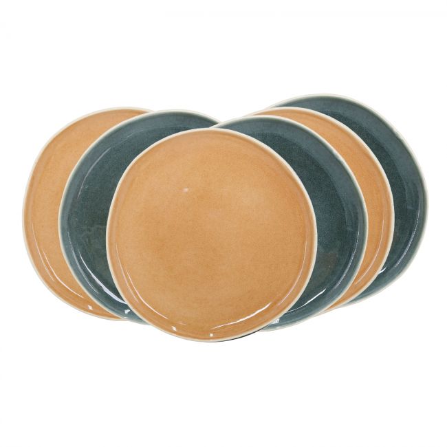 Lot de 6 grandes assiettes, CORALIA Lot de 6 grandes assiettes, CORALIA