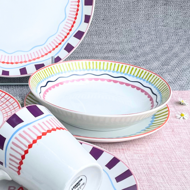 Lot de 6 assiettes creuses, RELAX SUNSET Lot de 6 assiettes creuses, RELAX SUNSET