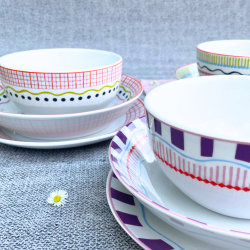 Lot de 6 assiettes creuses, RELAX SUNSET Lot de 6 assiettes creuses, RELAX SUNSET