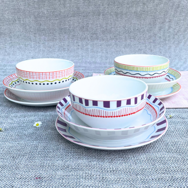 Lot de 6 grandes assiettes, RELAX SUNSET Lot de 6 grandes assiettes, RELAX SUNSET