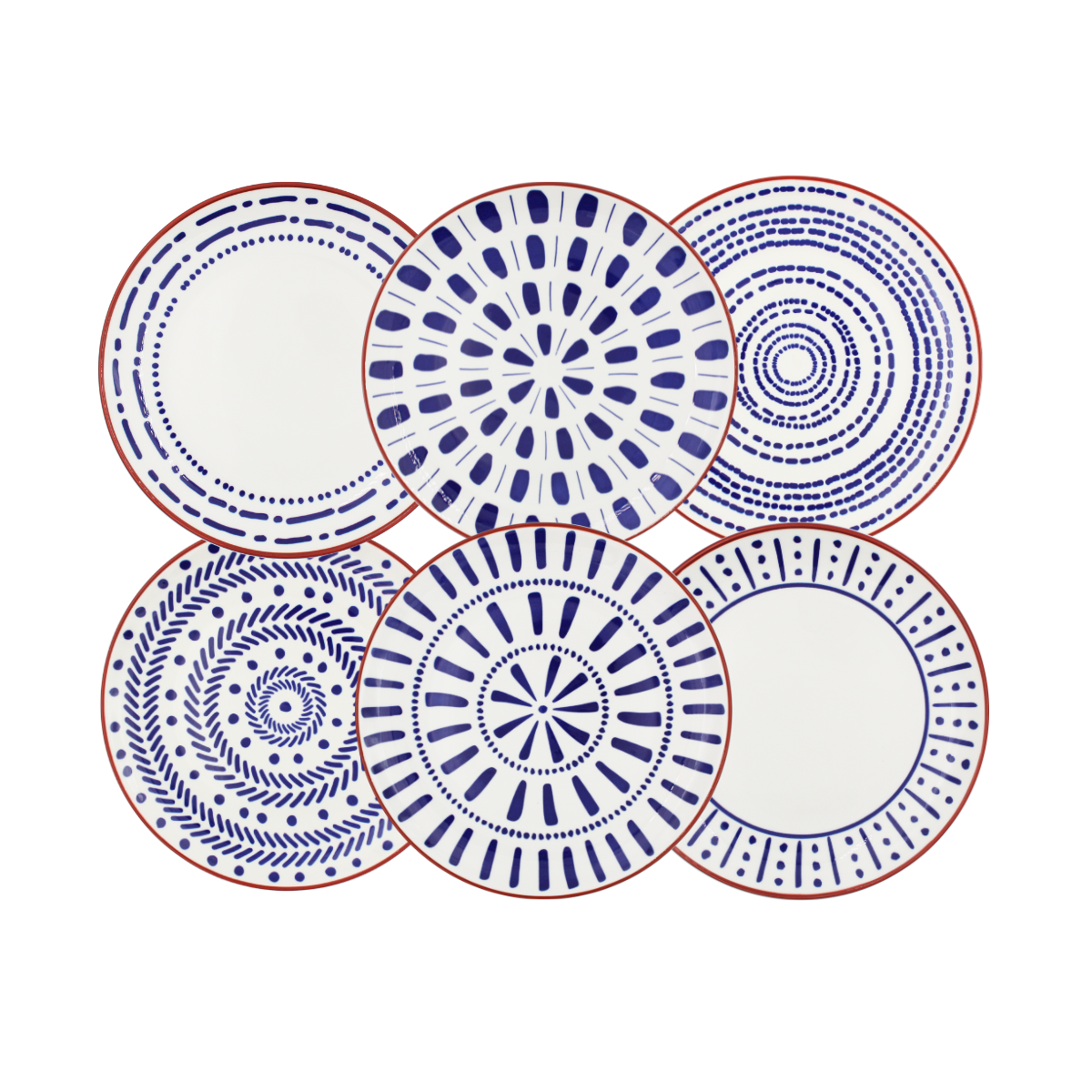 Lot de 6 grandes assiettes, SANTORIN