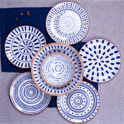 Lot de 6 grandes assiettes, SANTORIN Lot de 6 grandes assiettes, SANTORIN