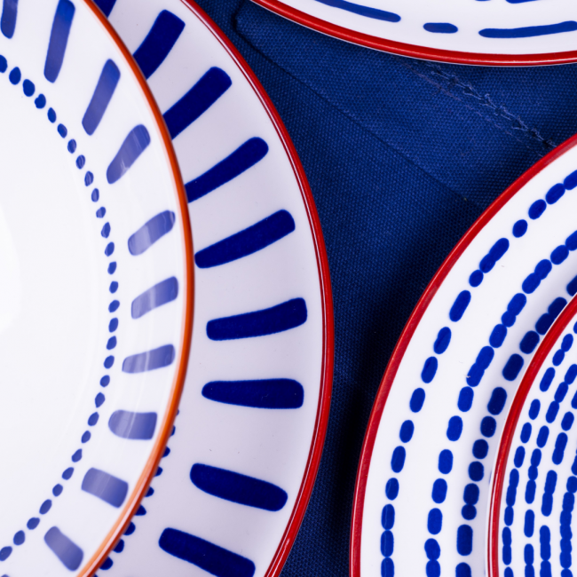 Lot de 6 grandes assiettes, SANTORIN