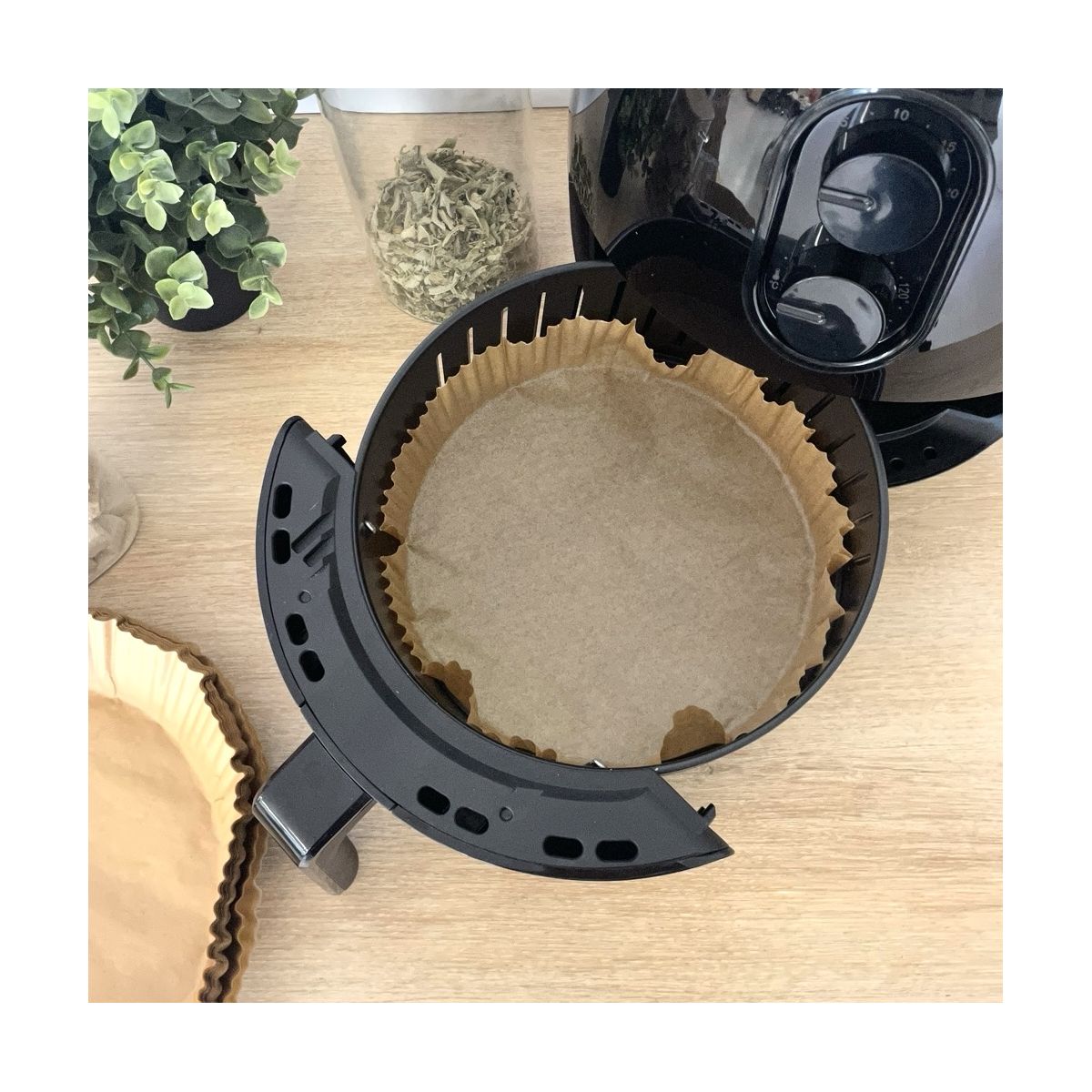 Set de 50 moules en papier de cuisson sulfurisé rond, AIRFRYER