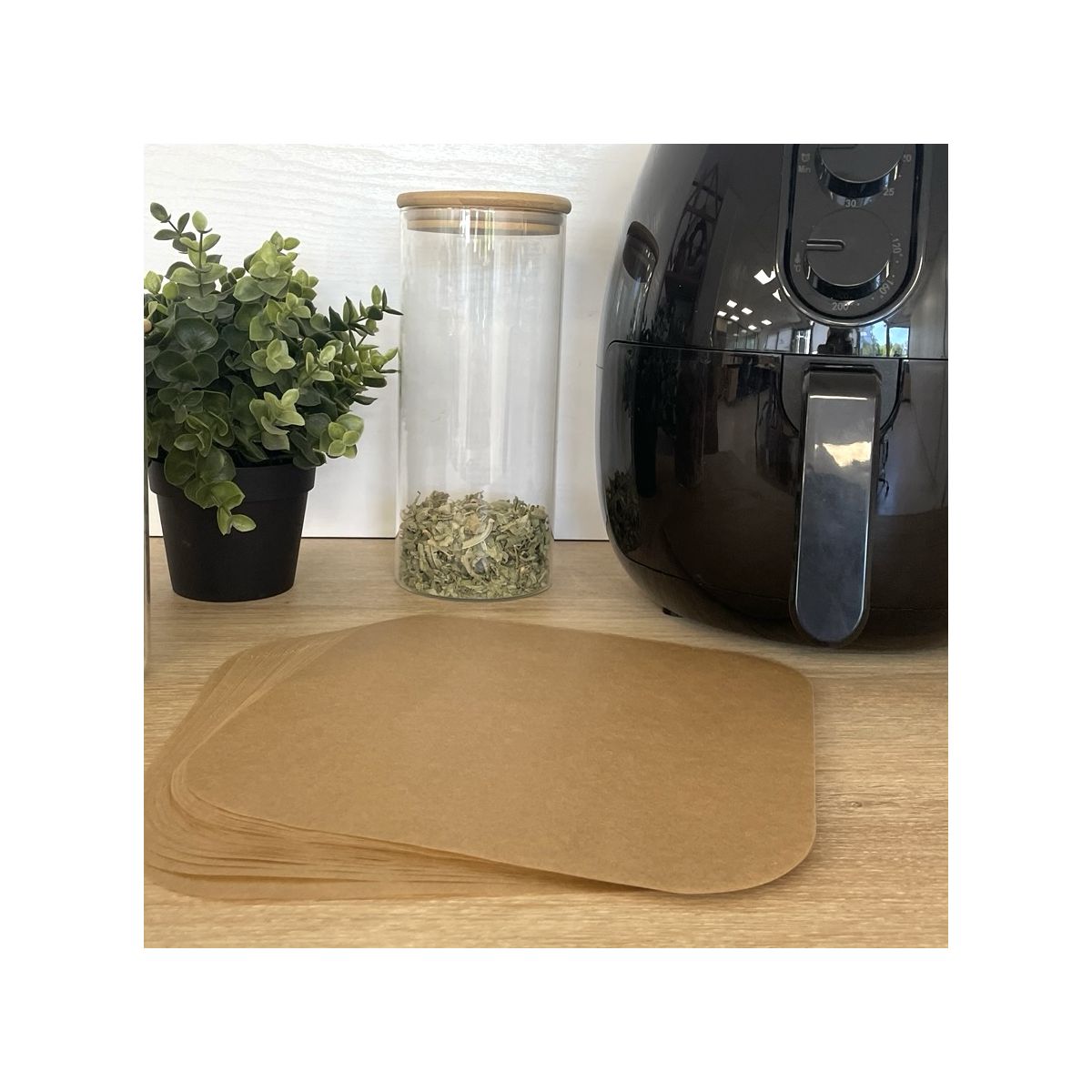 Set de 50 moules en papier de cuisson sulfurisé carré, AIRFRYER