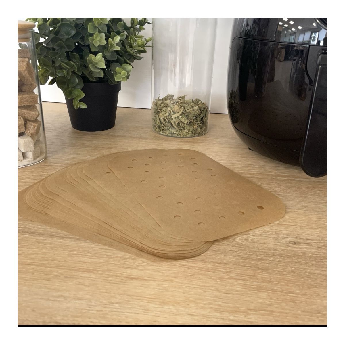 Set de 50 moules en papier de cuisson sulfurisé rectangle, AIRFRYER