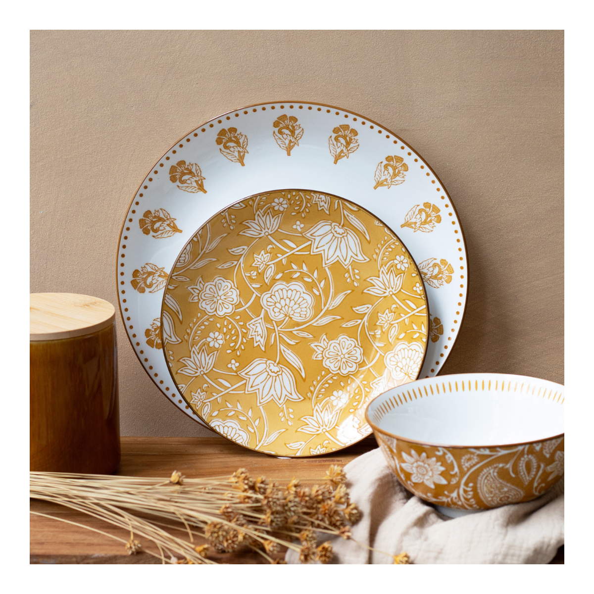 Lot de 6 grandes assiettes, AMBRE